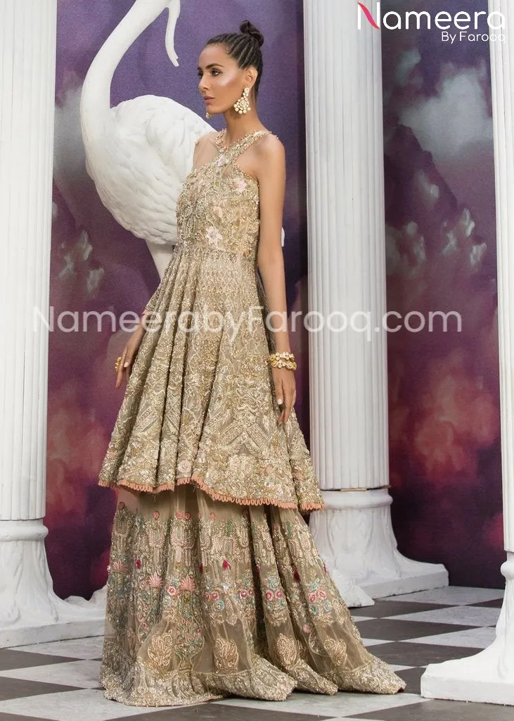 Pakistani Bridal Lehenga Online in Antique Work #BN175