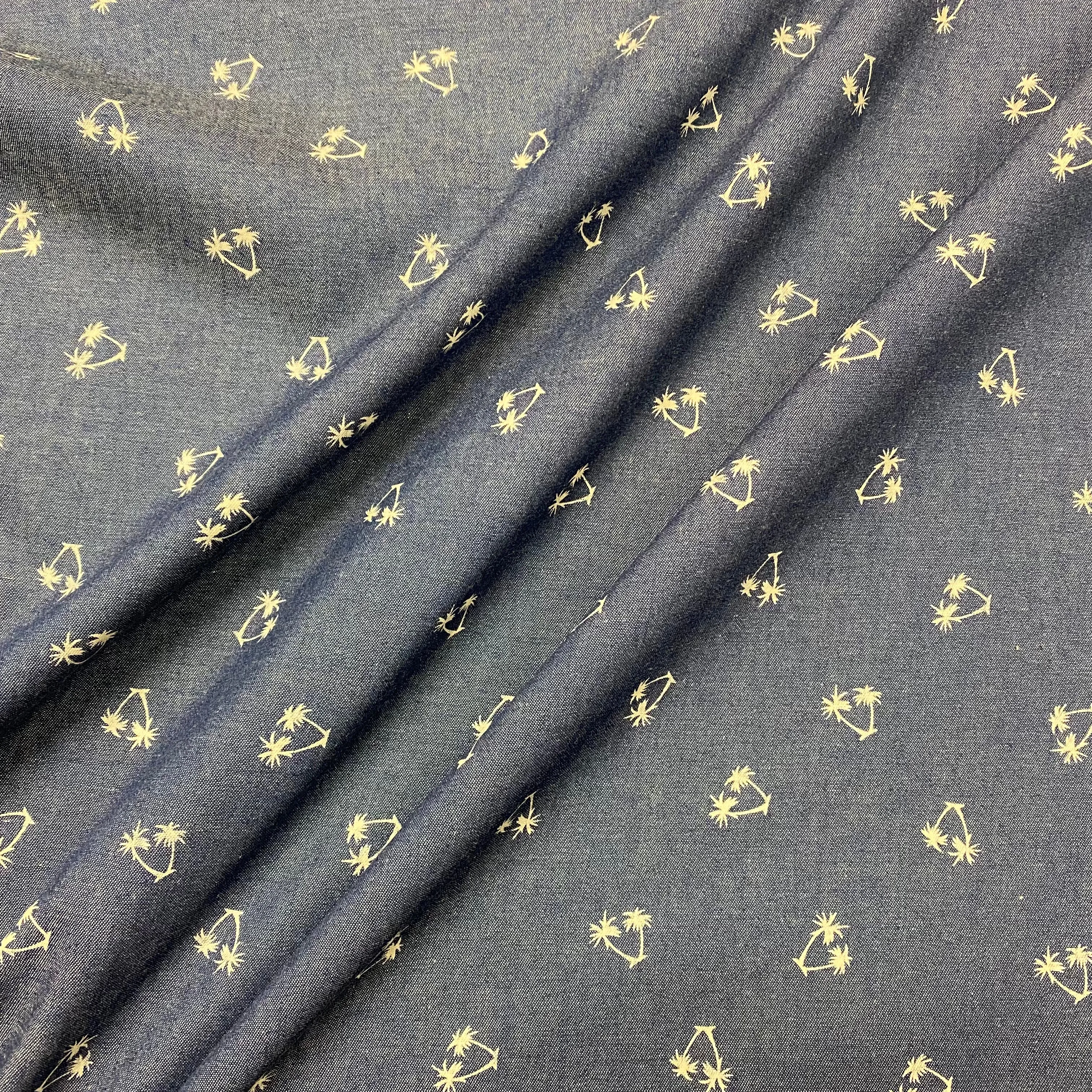 Palm Trees Chambray - Denim Blue