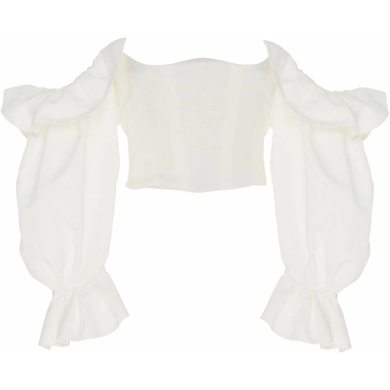 PARIS GEORGIA Off-the-shoulder cropped satin and cotton and silk-blend poplin top