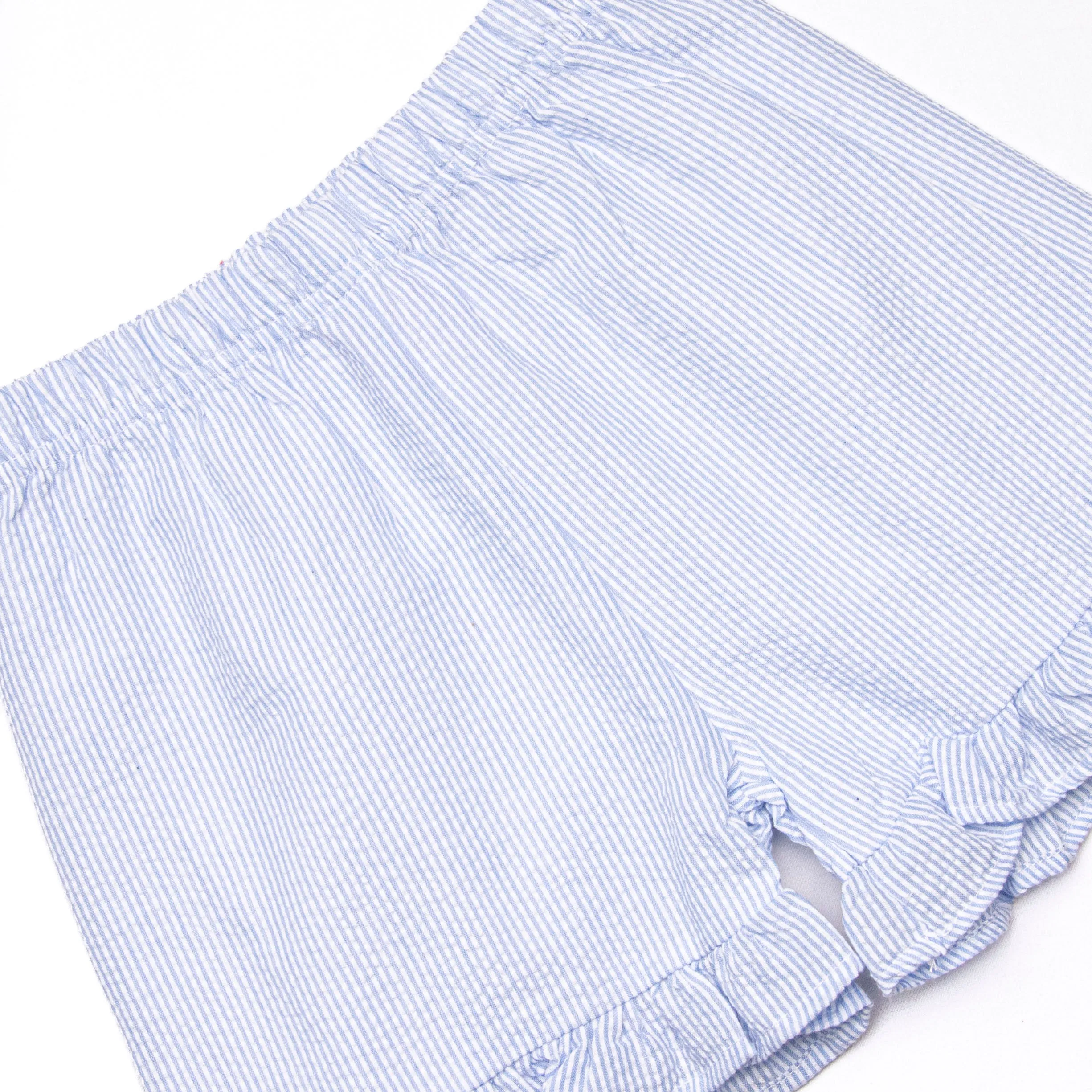 Pastel Petals Applique Short Set, Blue