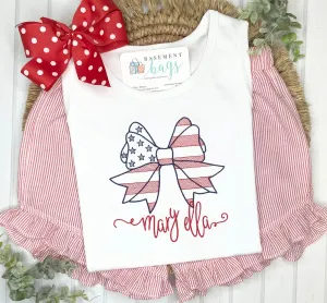 Patriotic Big Bow Ruffled Shorts & Shirt Set