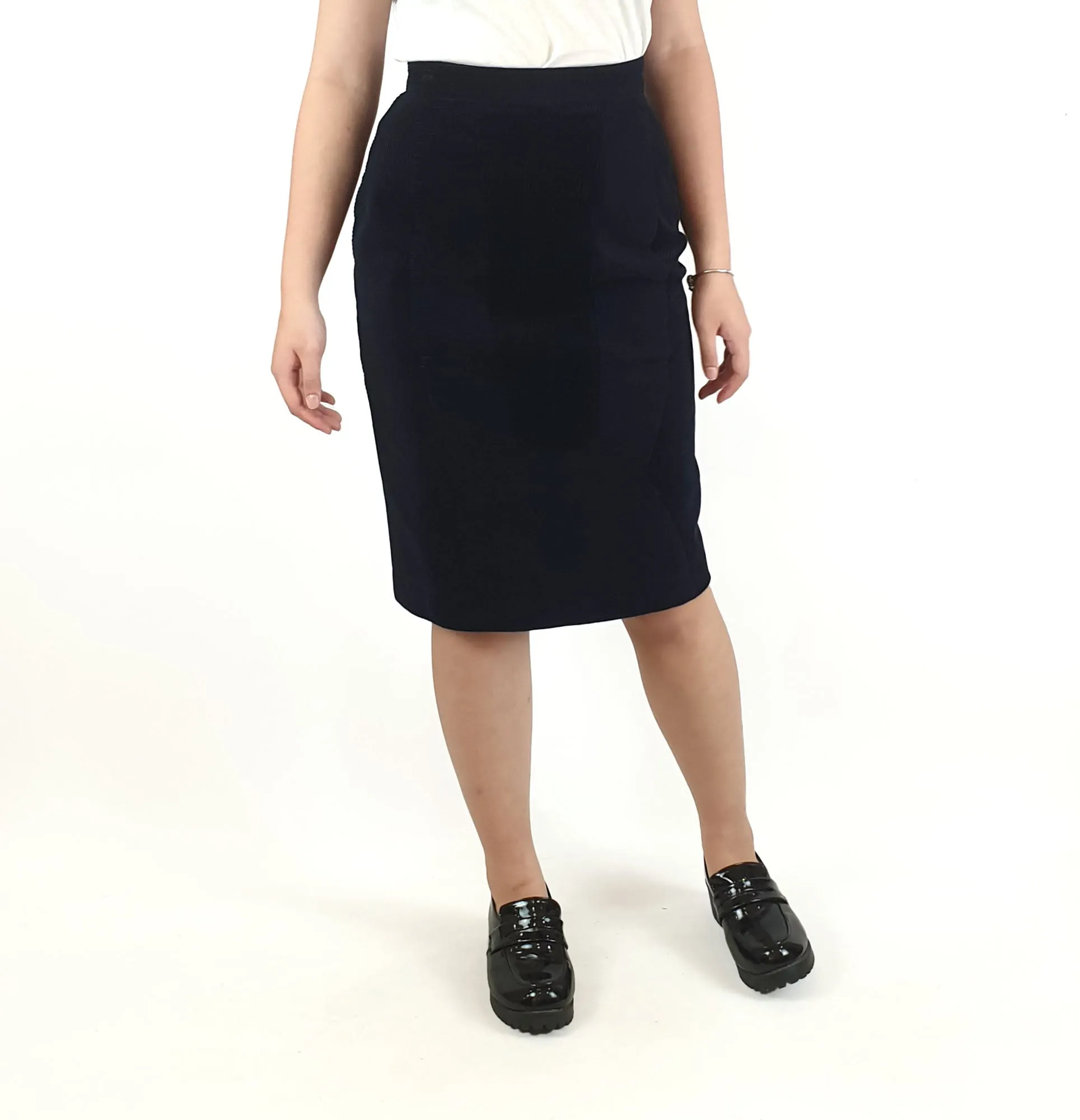 Peter Jensen navy cord pencil skirt size S (best fits 6-small 8)