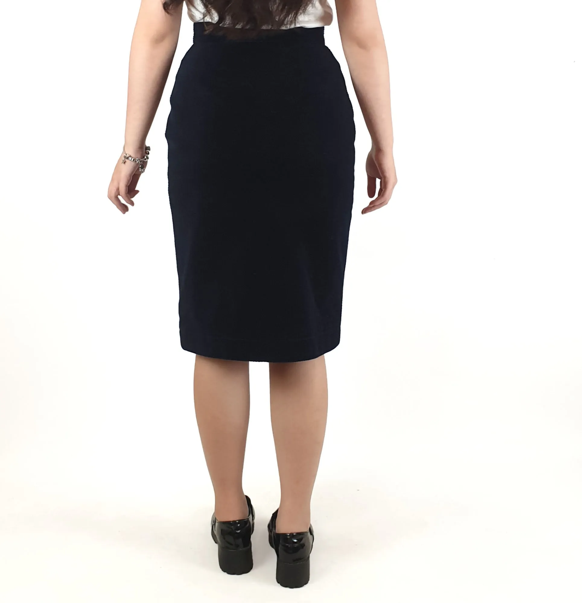 Peter Jensen navy cord pencil skirt size S (best fits 6-small 8)