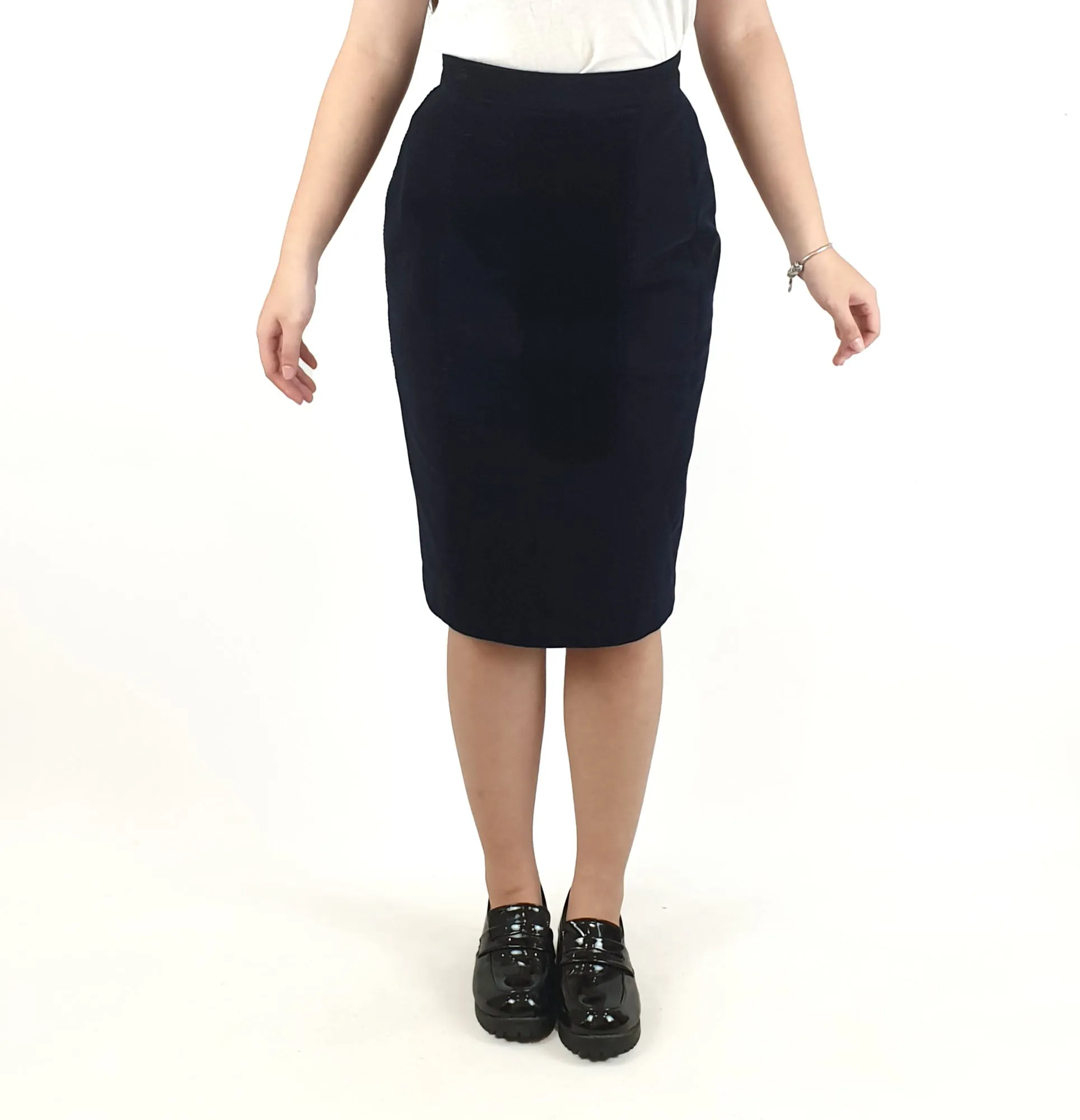 Peter Jensen navy cord pencil skirt size S (best fits 6-small 8)