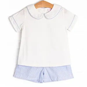Peyton Short Set, Blue Seersucker