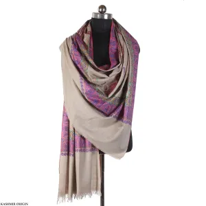 Pink Pasley  Sozni Embroidered Cashmere Pashmina  Shawl