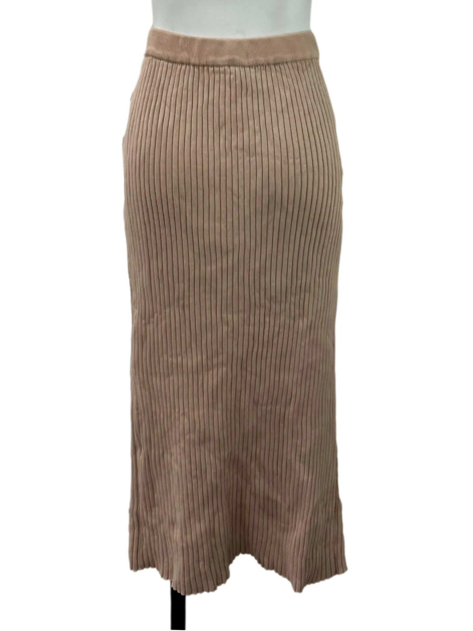 Pink Ribbed Pencil Skirt