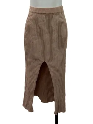 Pink Ribbed Pencil Skirt