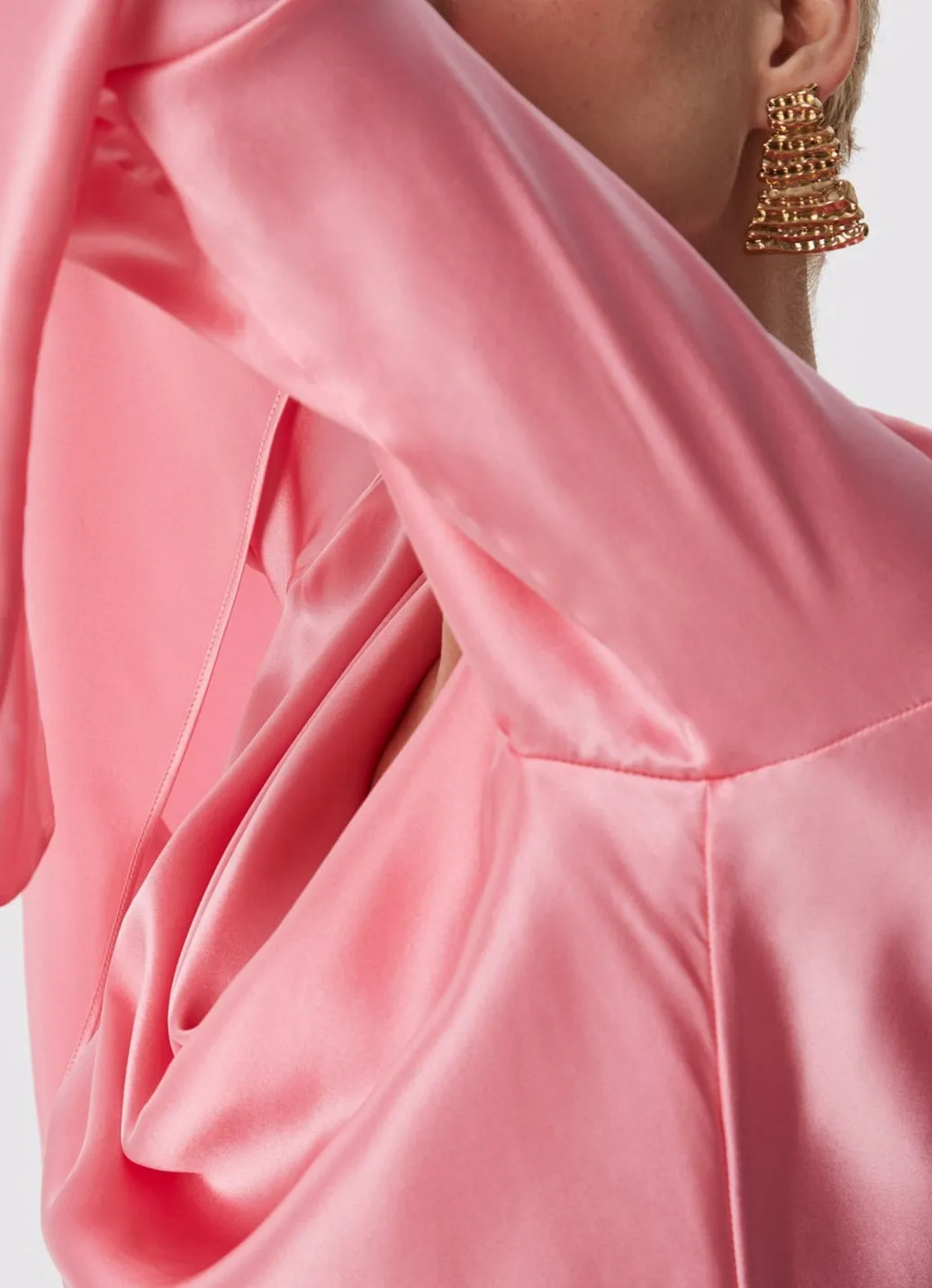 Pink Silk Blouse With French Sleeve