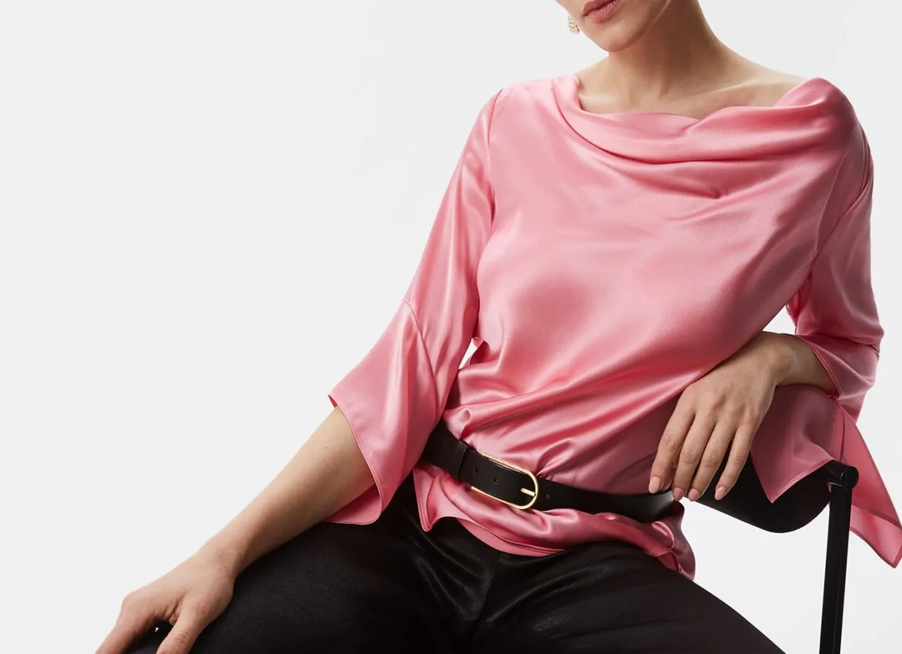 Pink Silk Blouse With French Sleeve