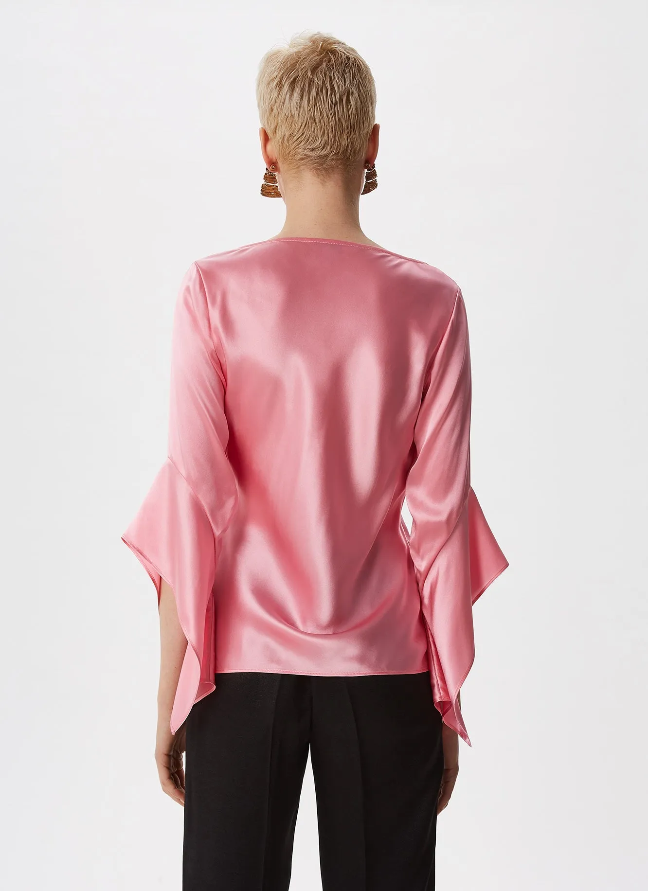 Pink Silk Blouse With French Sleeve