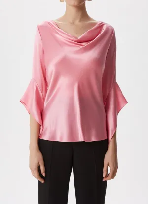 Pink Silk Blouse With French Sleeve