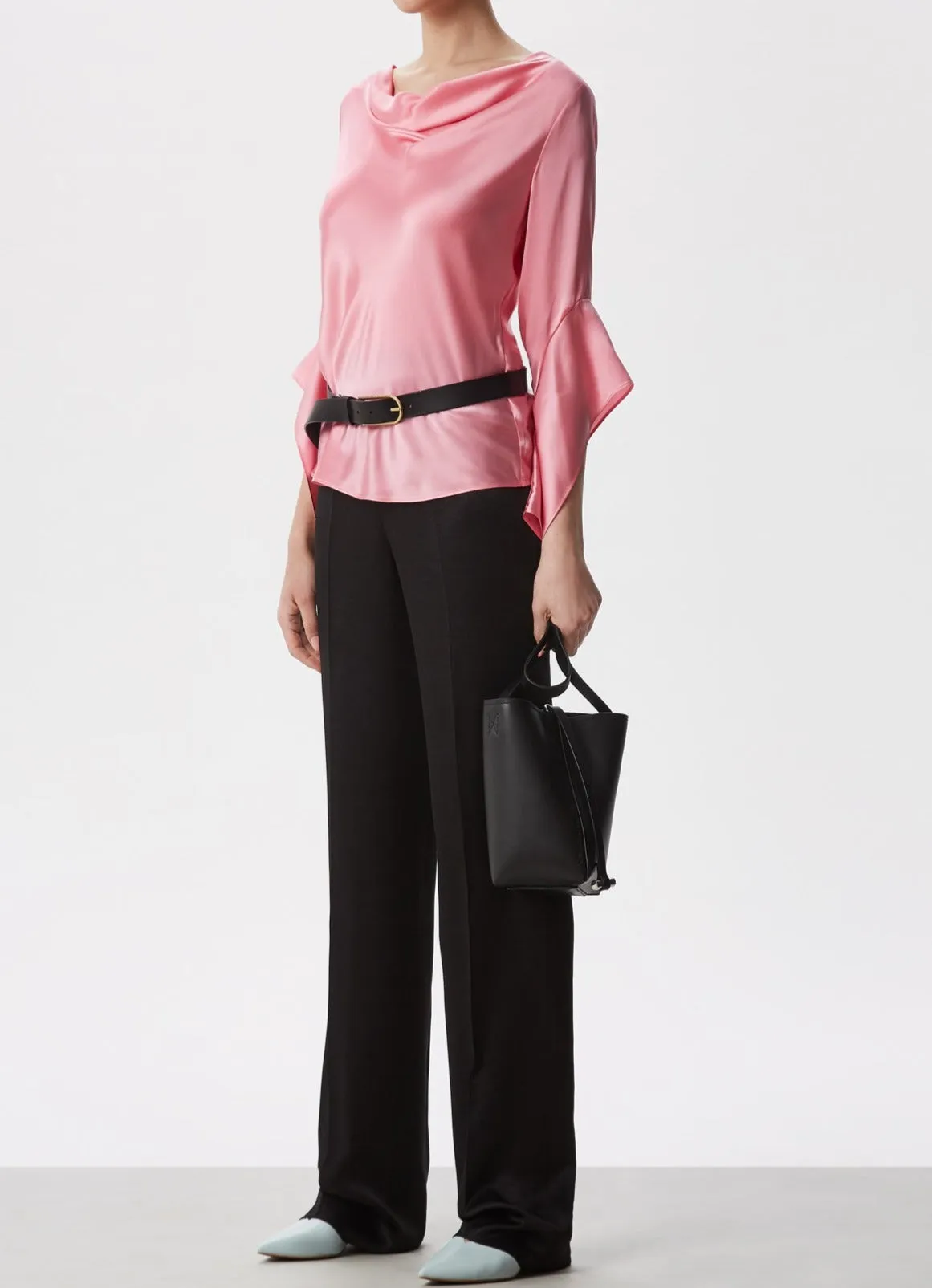 Pink Silk Blouse With French Sleeve