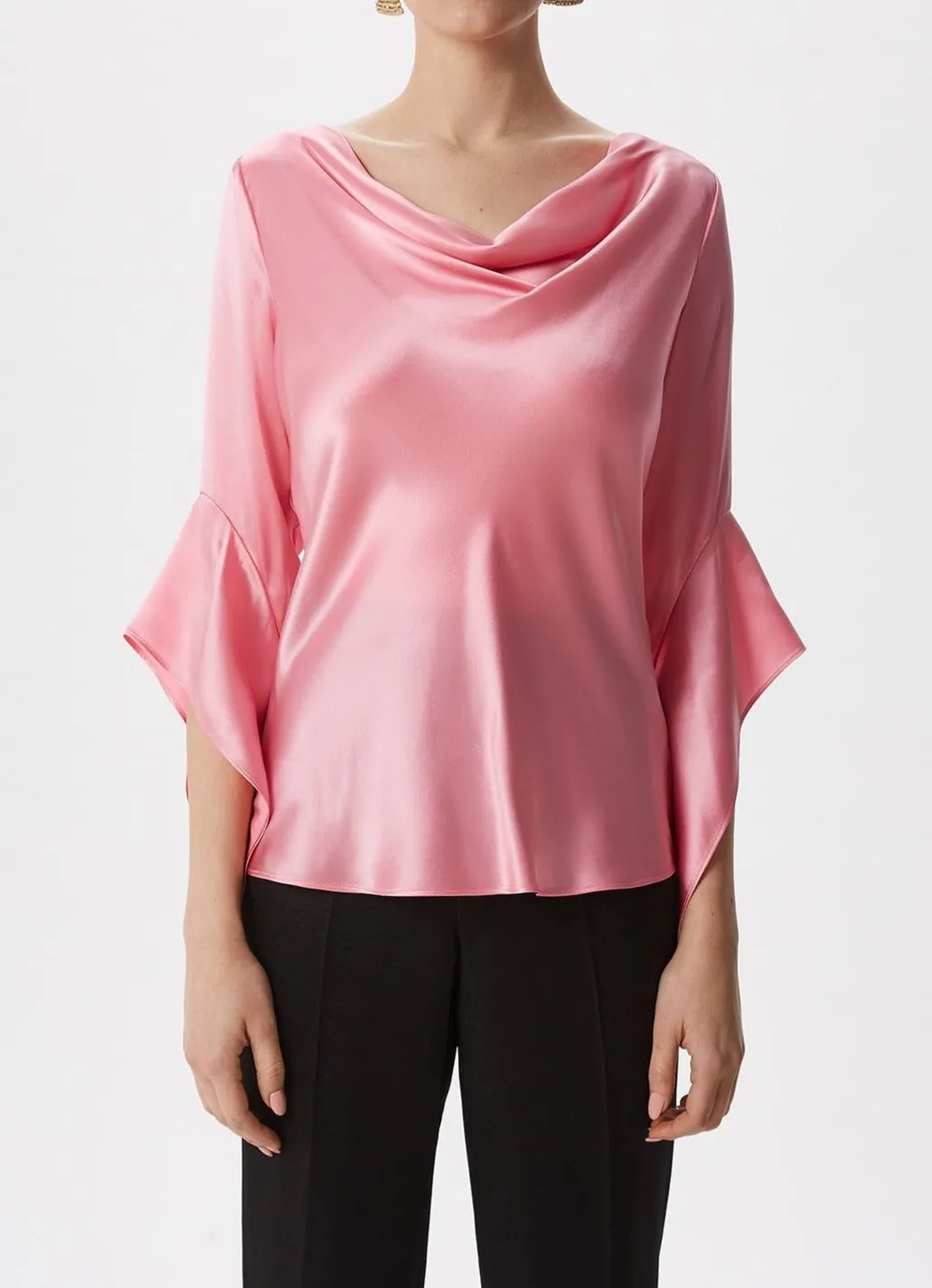 Pink Silk Blouse With French Sleeve