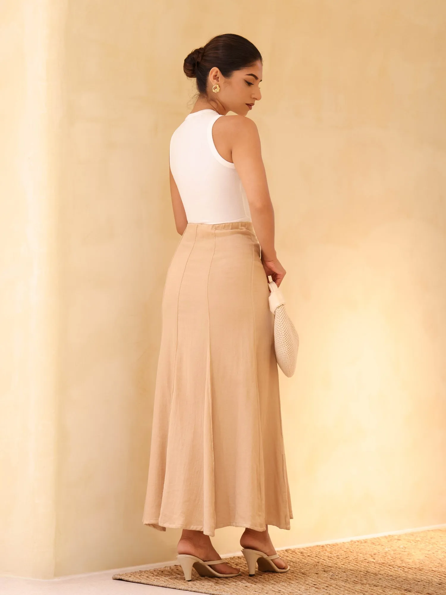 Pintuck Detailed Maxi Skirt