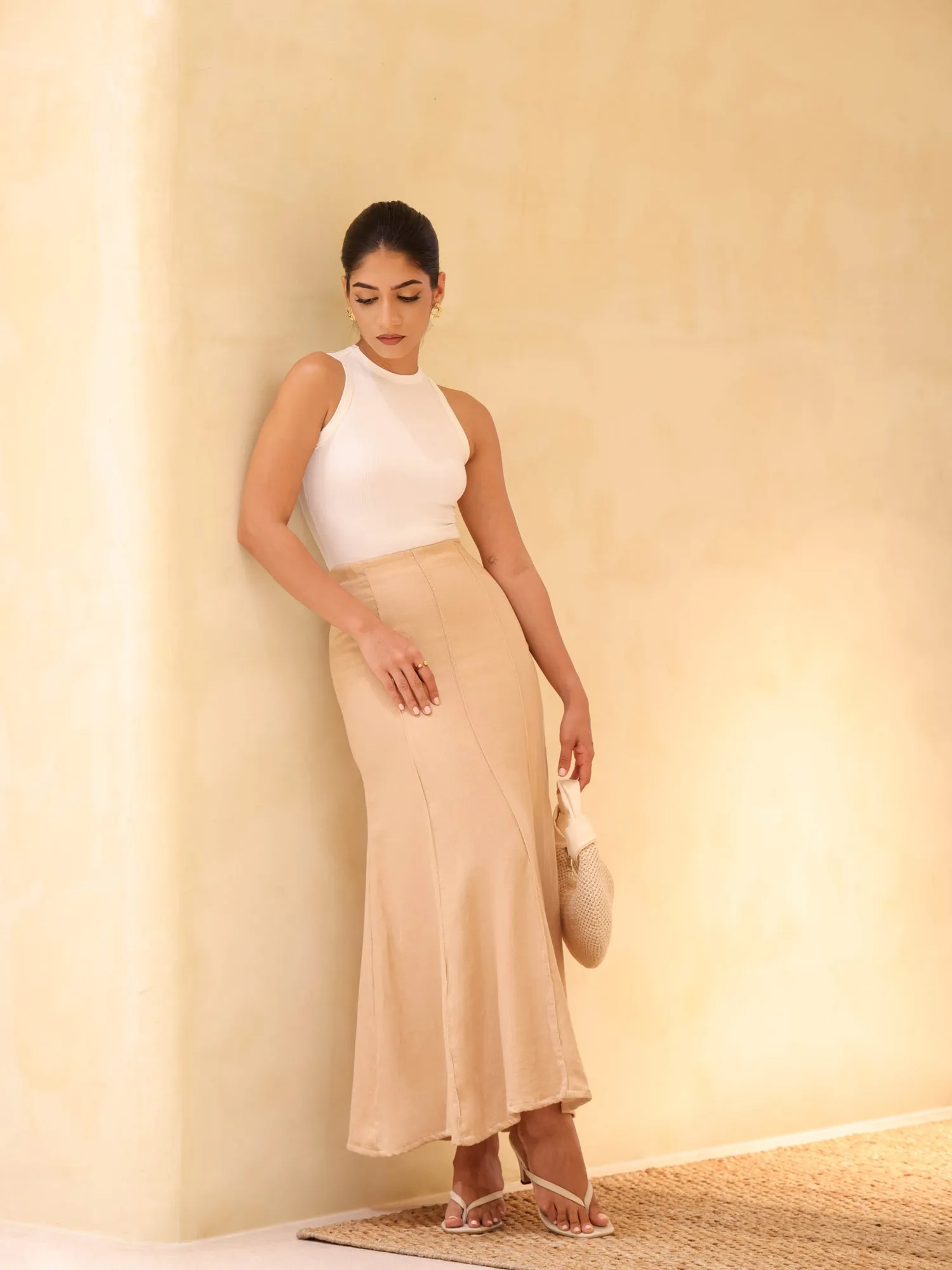Pintuck Detailed Maxi Skirt