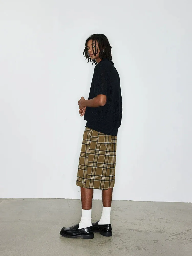 Plaid Knee-Length Shorts