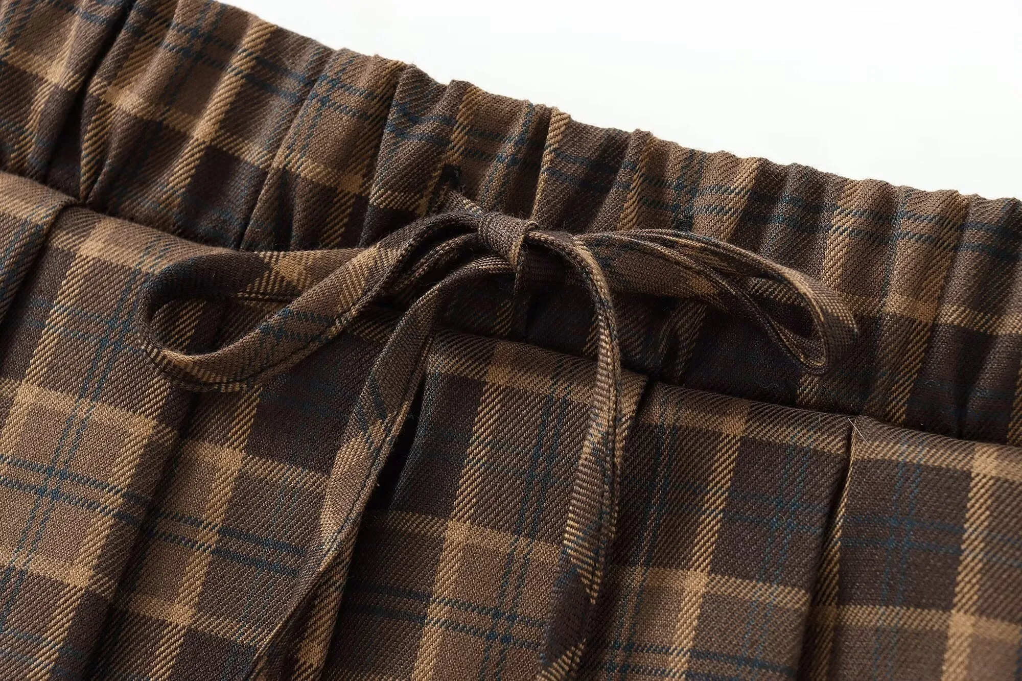 Plaid Pleated Tied Waist Mini Skirt