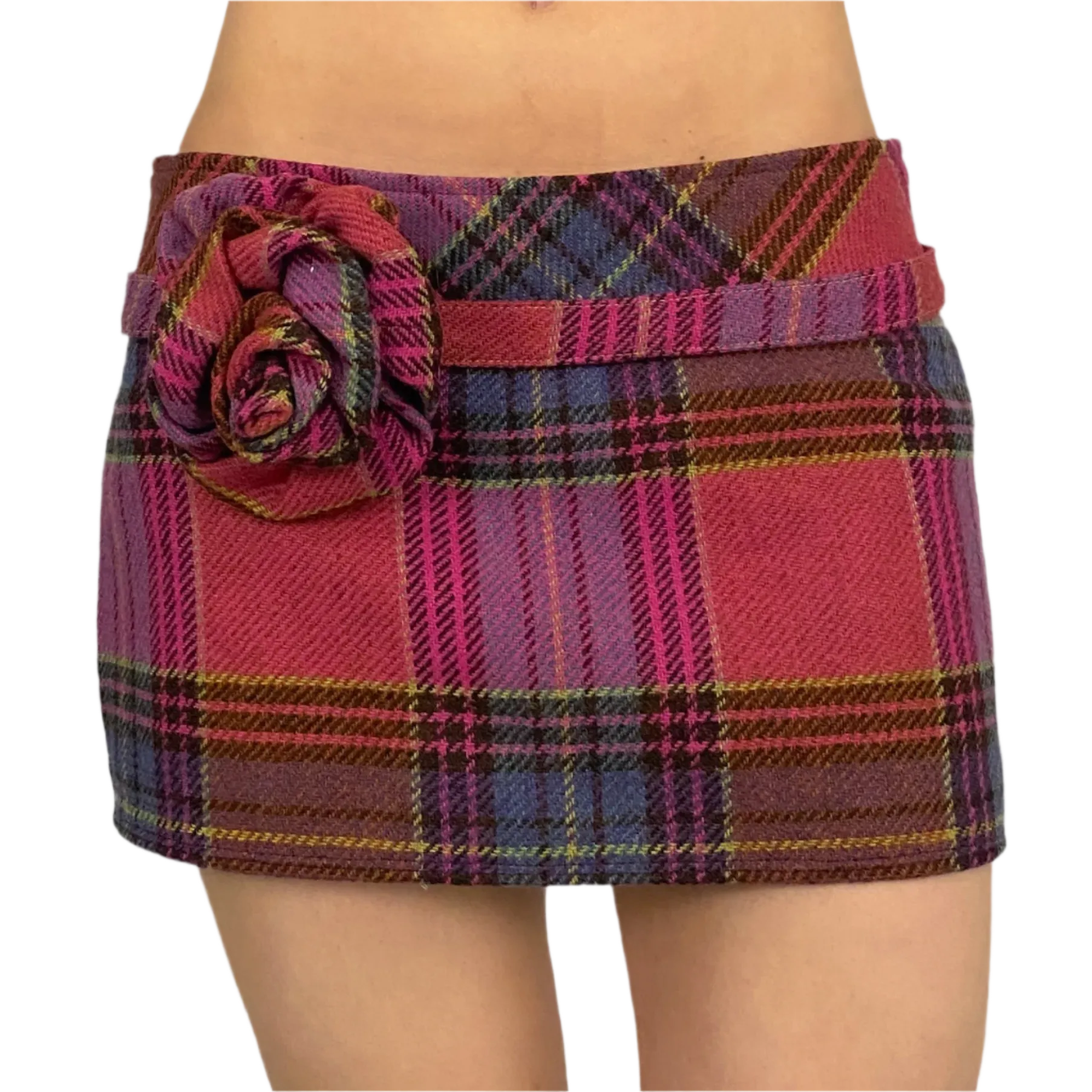 Plaid Rosette Mini Skirt (S)