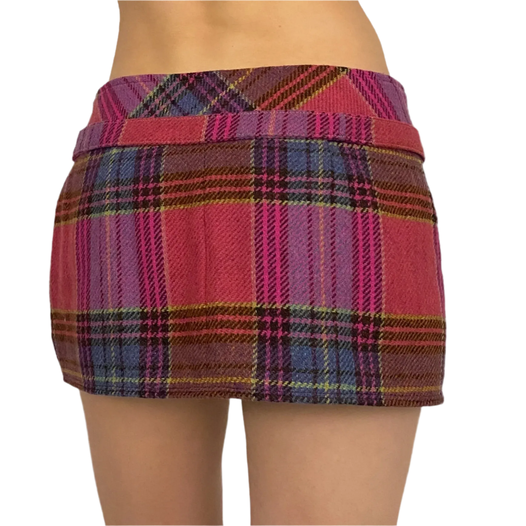 Plaid Rosette Mini Skirt (S)