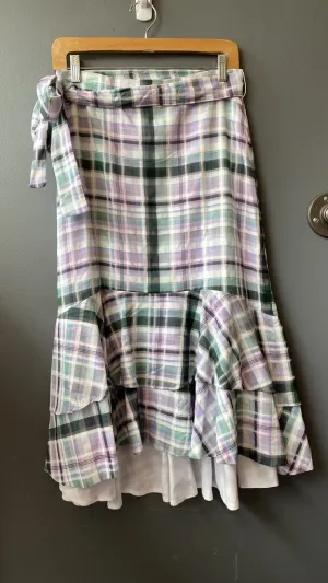 Plaid Ruffle Hem Maxi Skirt