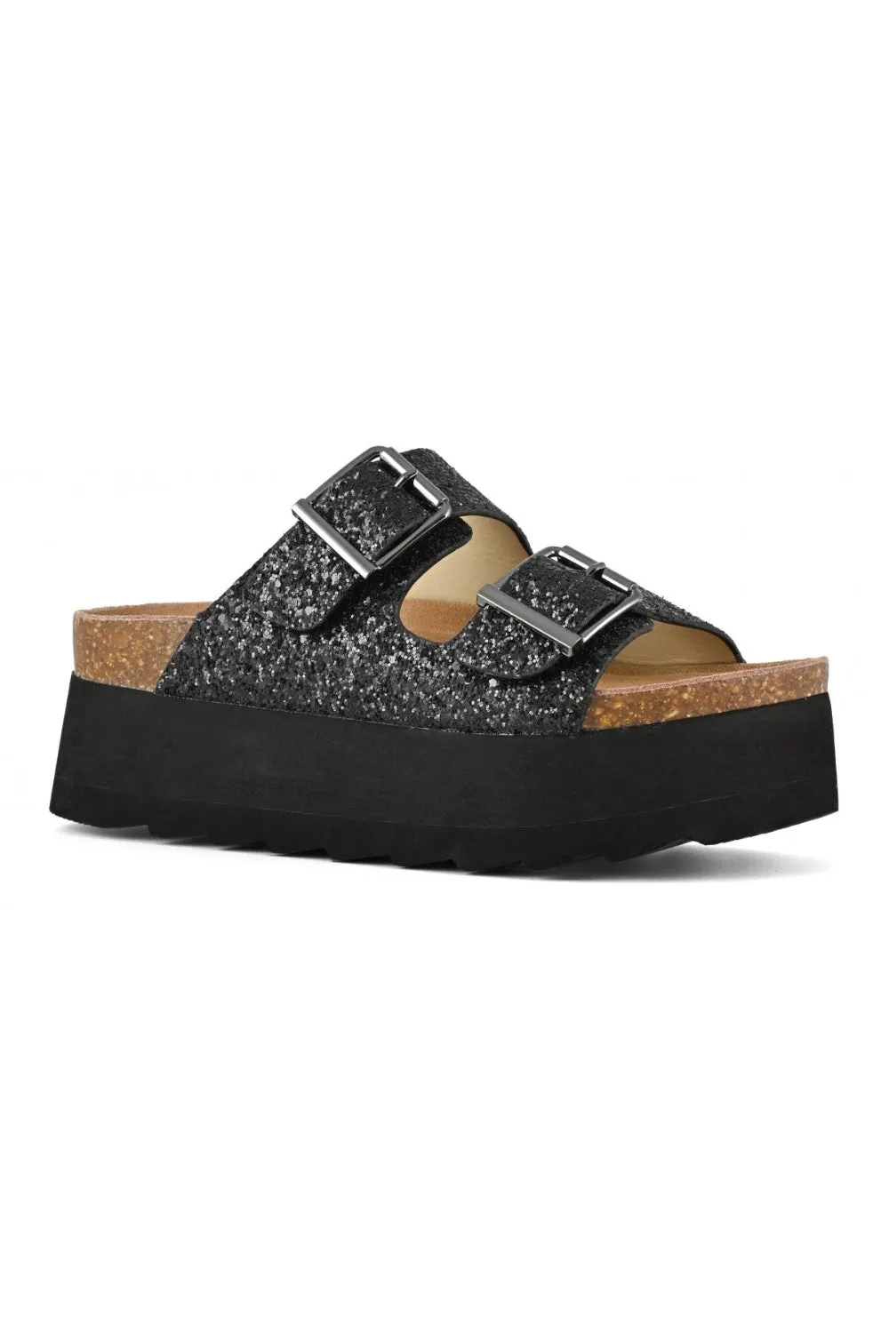 PLATFORM SANDAL IN GLITTER