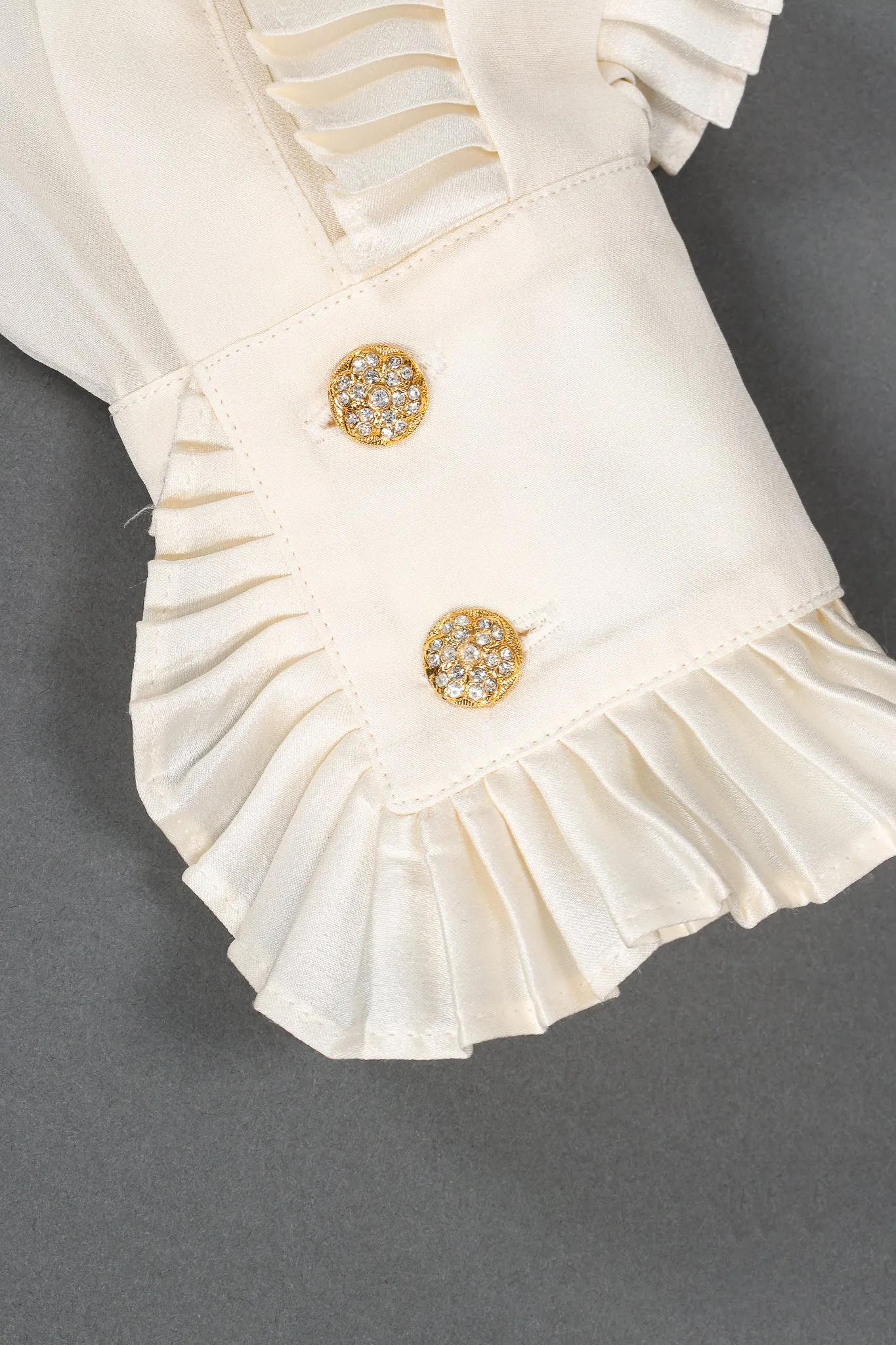 Pleated Ruffle Tuxedo Blouse