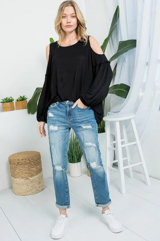Plus COLDSHOULDER CASUAL BLOUSES TOP