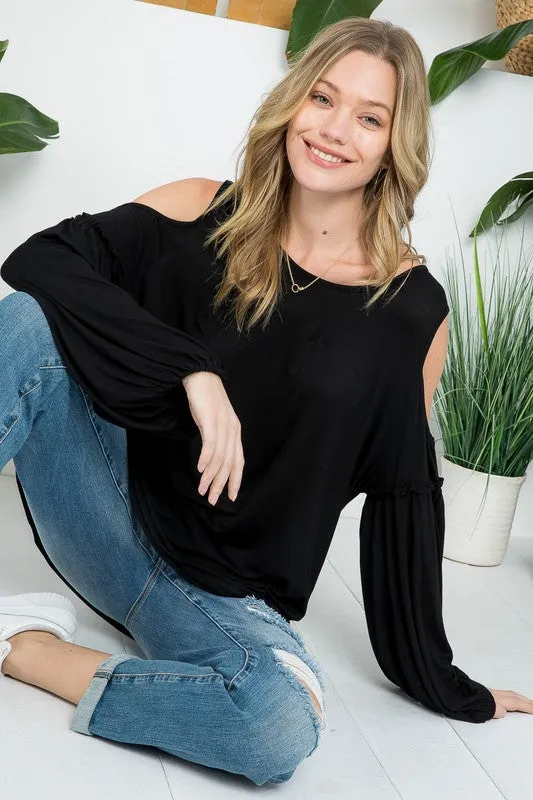 Plus COLDSHOULDER CASUAL BLOUSES TOP