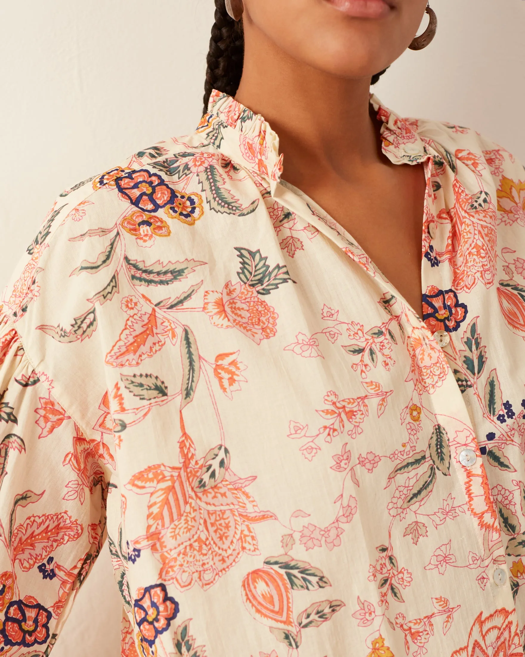 Poet Coral Flower Blouse