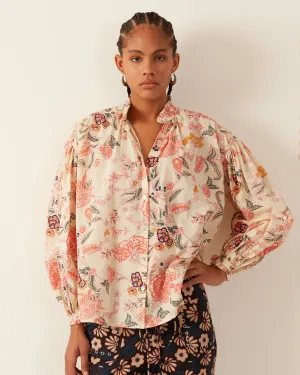 Poet Coral Flower Blouse
