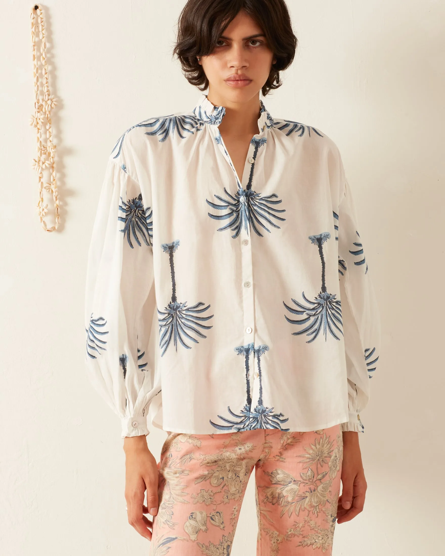 Poet Indigo Palm Blouse