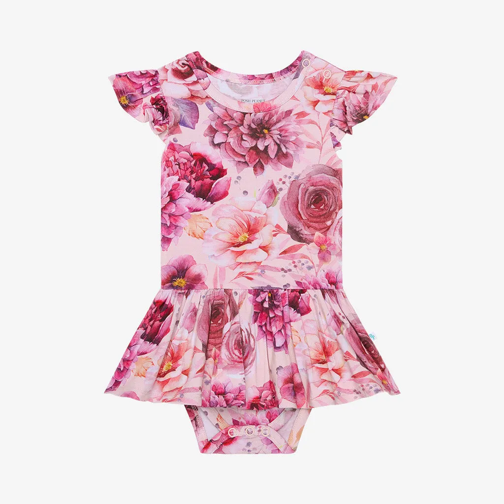 Posh Peanut Amira Ruffled Capsleeve Basic Twirl Skirt Bodysuit