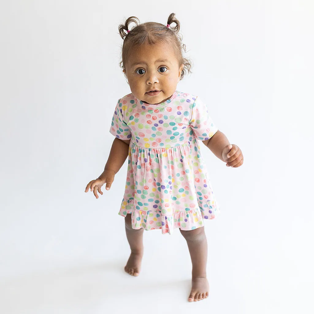 Posh Peanut Estelle Short Sleeve Ruffled Bodysuit Dress
