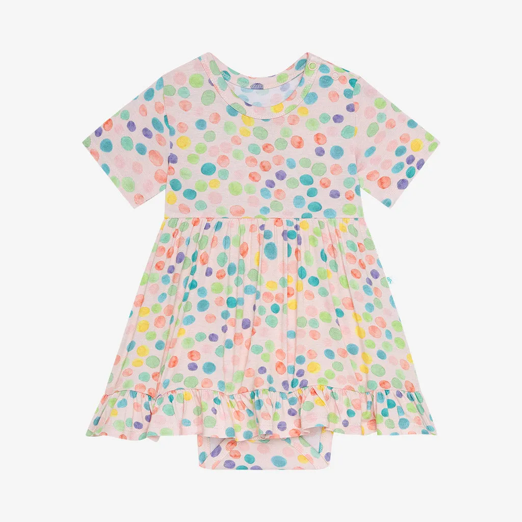 Posh Peanut Estelle Short Sleeve Ruffled Bodysuit Dress