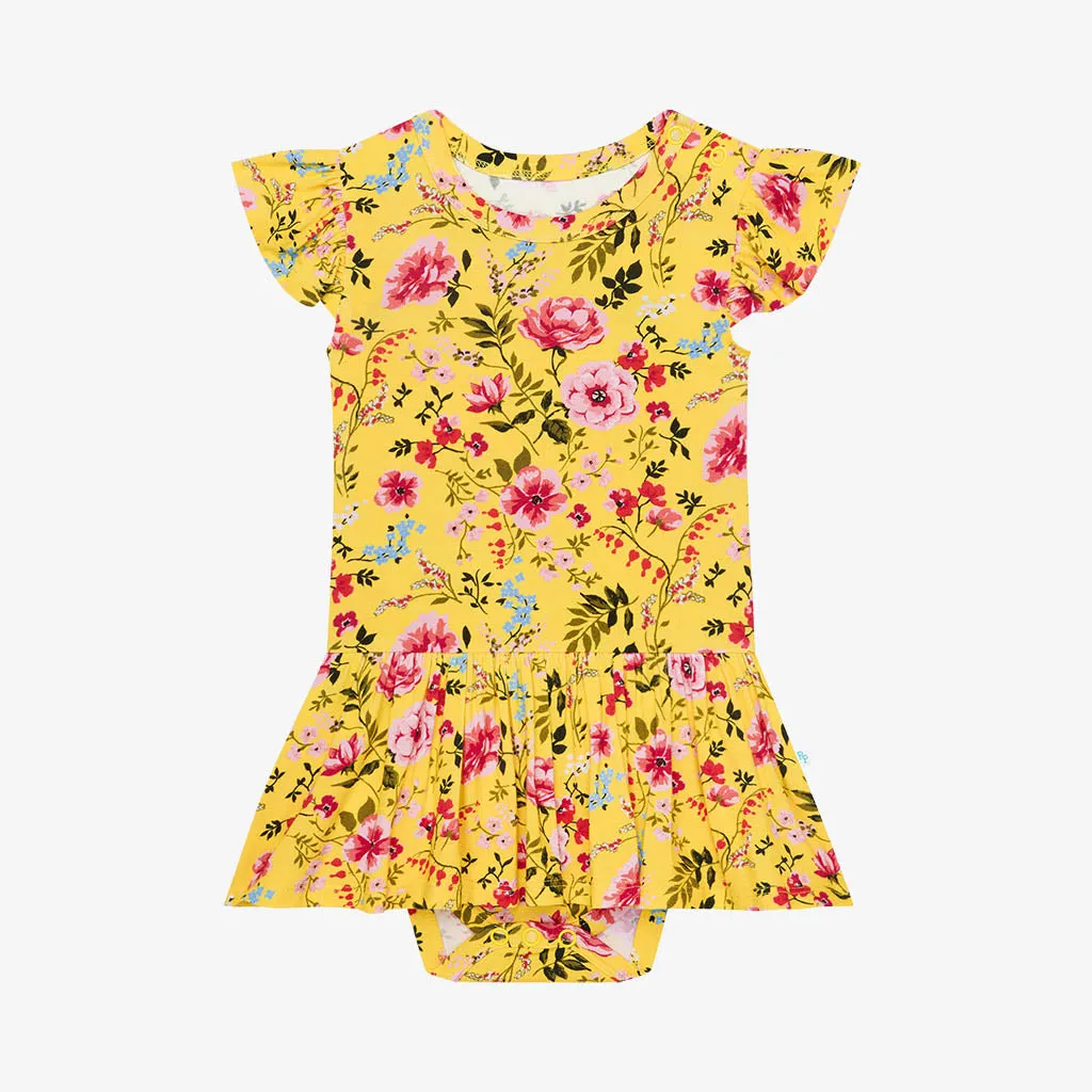 Posh Peanut Kina Ruffled Capsleeve Basic Twirl Skirt Bodysuit