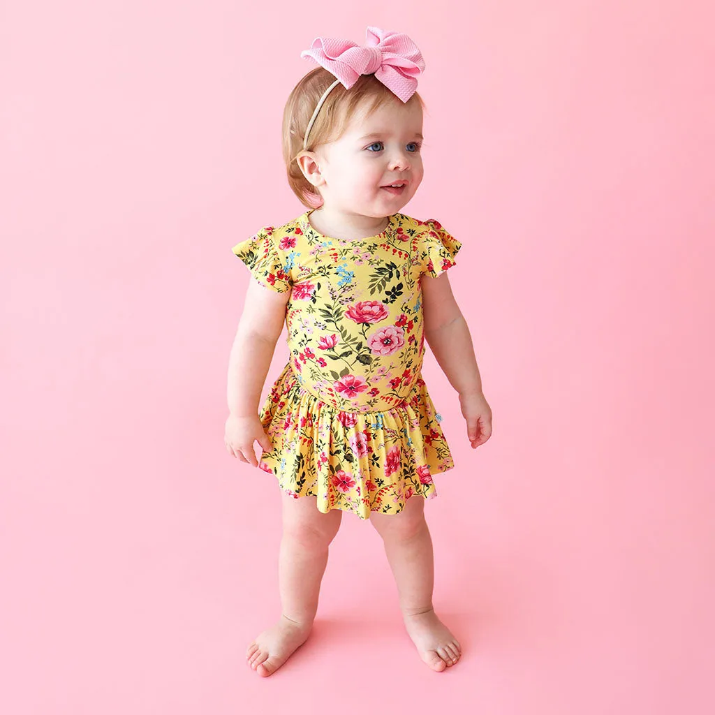 Posh Peanut Kina Ruffled Capsleeve Basic Twirl Skirt Bodysuit