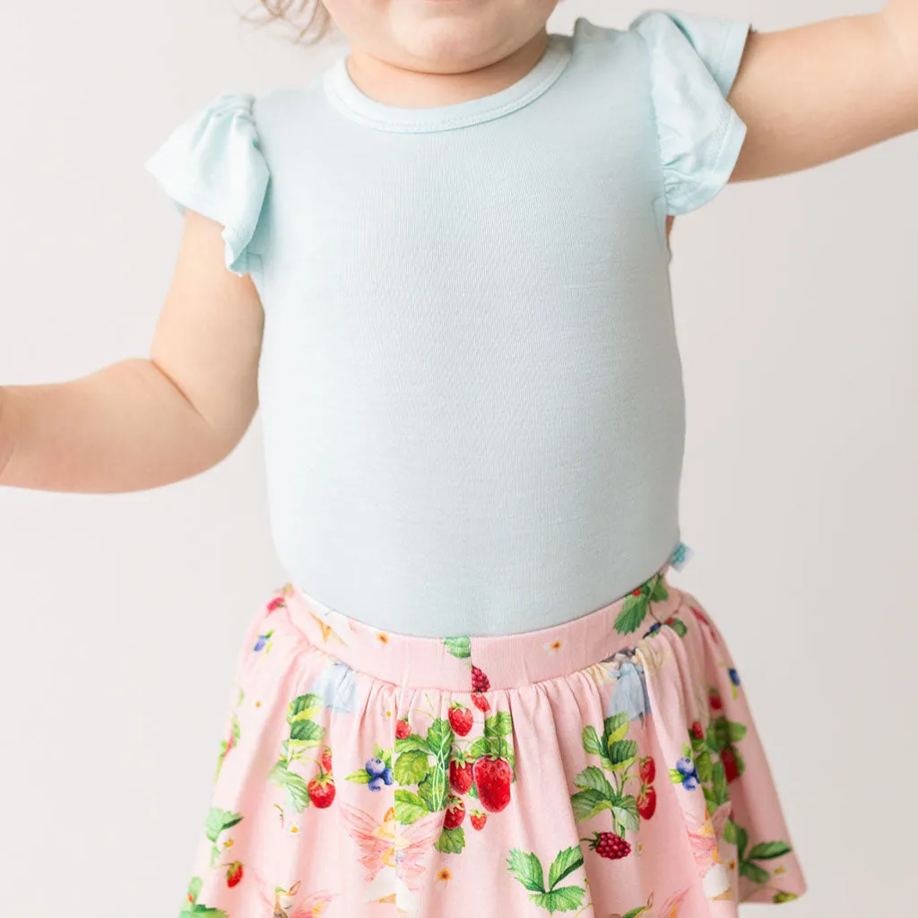 Posh Peanut Ruffled Cap Sleeve Bodysuit and Skort Set in Annabelle
