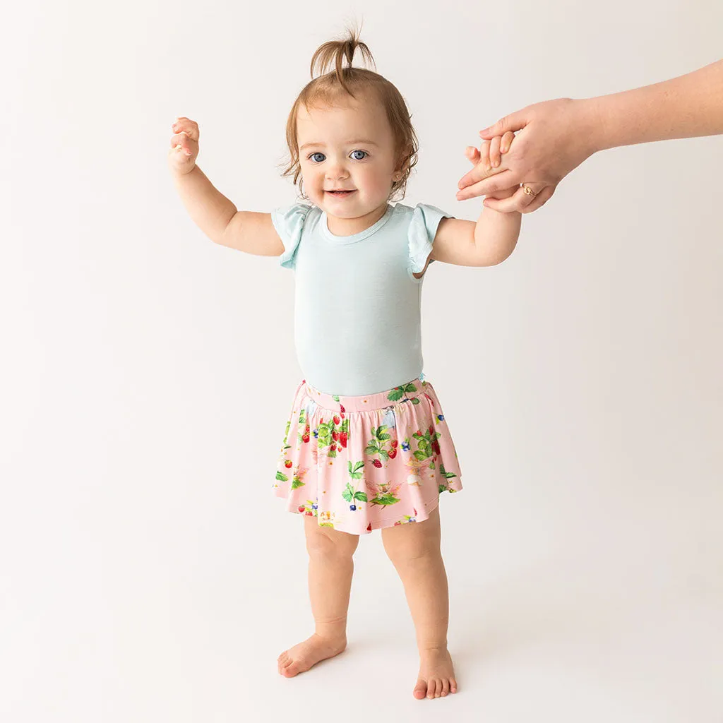 Posh Peanut Ruffled Cap Sleeve Bodysuit and Skort Set in Annabelle