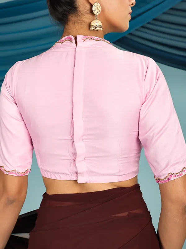 Powder Pink Hand Embroidered Blouse