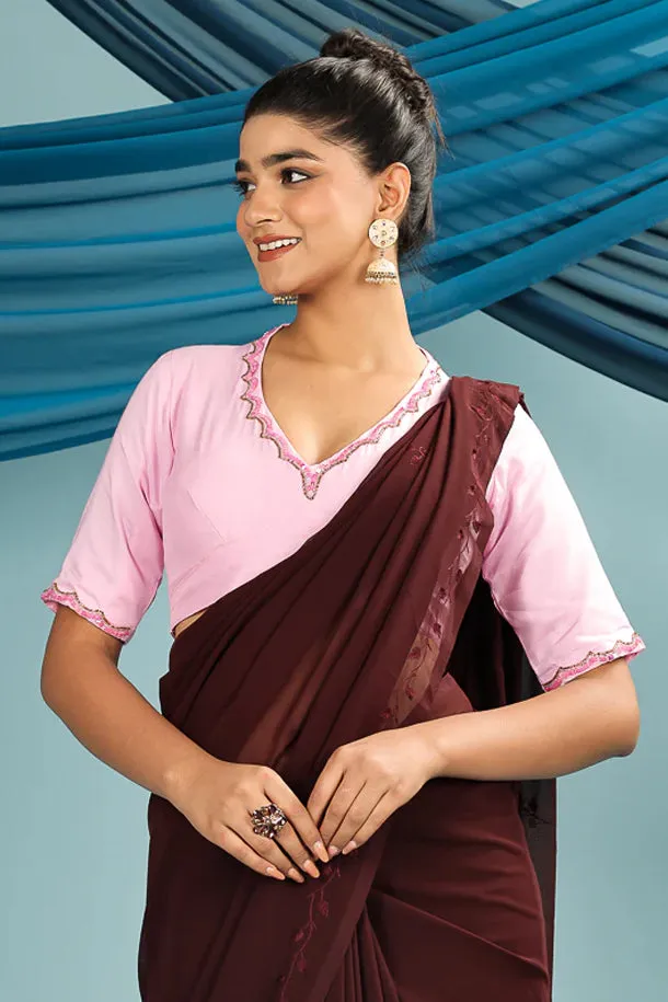 Powder Pink Hand Embroidered Blouse