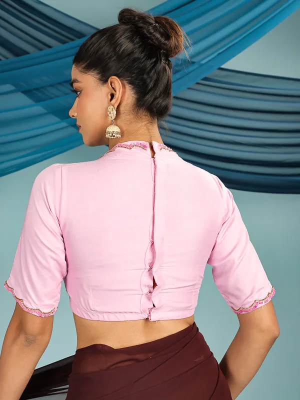 Powder Pink Hand Embroidered Blouse