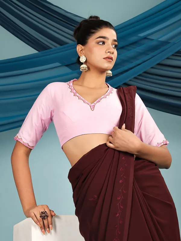 Powder Pink Hand Embroidered Blouse