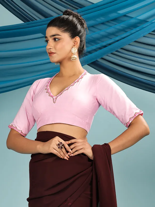Powder Pink Hand Embroidered Blouse