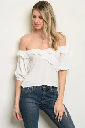 PRE-ORDER || Off the Shoulder Blouse | White