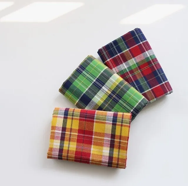 Pre-washed Tartan Checkered Cotton Fabric, Yarn Dyed Fabric, Wide Width, In 3 Colors - Quality Korean Fabric - By the Yard / 42758