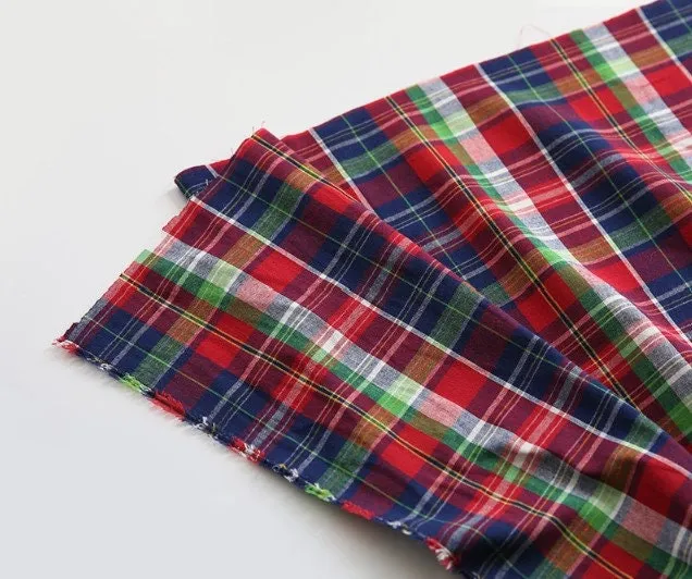 Pre-washed Tartan Checkered Cotton Fabric, Yarn Dyed Fabric, Wide Width, In 3 Colors - Quality Korean Fabric - By the Yard / 42758
