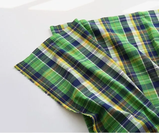Pre-washed Tartan Checkered Cotton Fabric, Yarn Dyed Fabric, Wide Width, In 3 Colors - Quality Korean Fabric - By the Yard / 42758