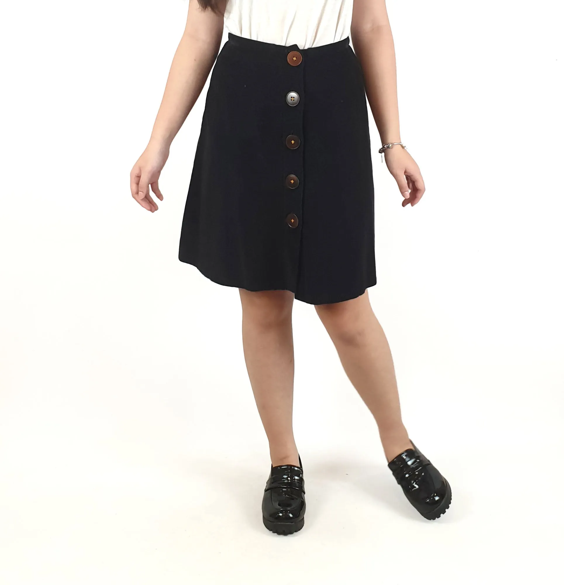 Preap Coutts black cord high waisted a-line skirt size 1 (best fits size 6)