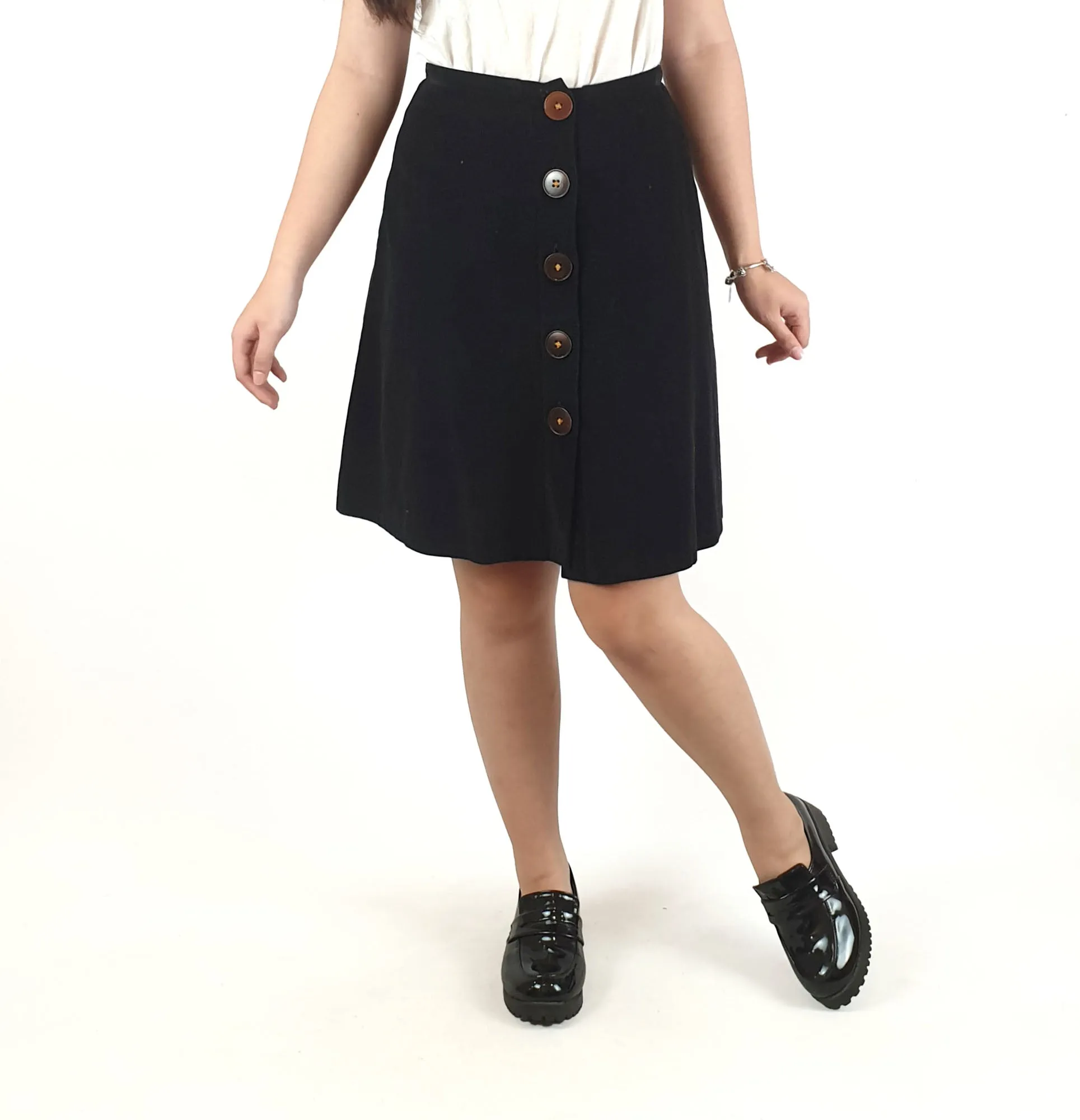 Preap Coutts black cord high waisted a-line skirt size 1 (best fits size 6)